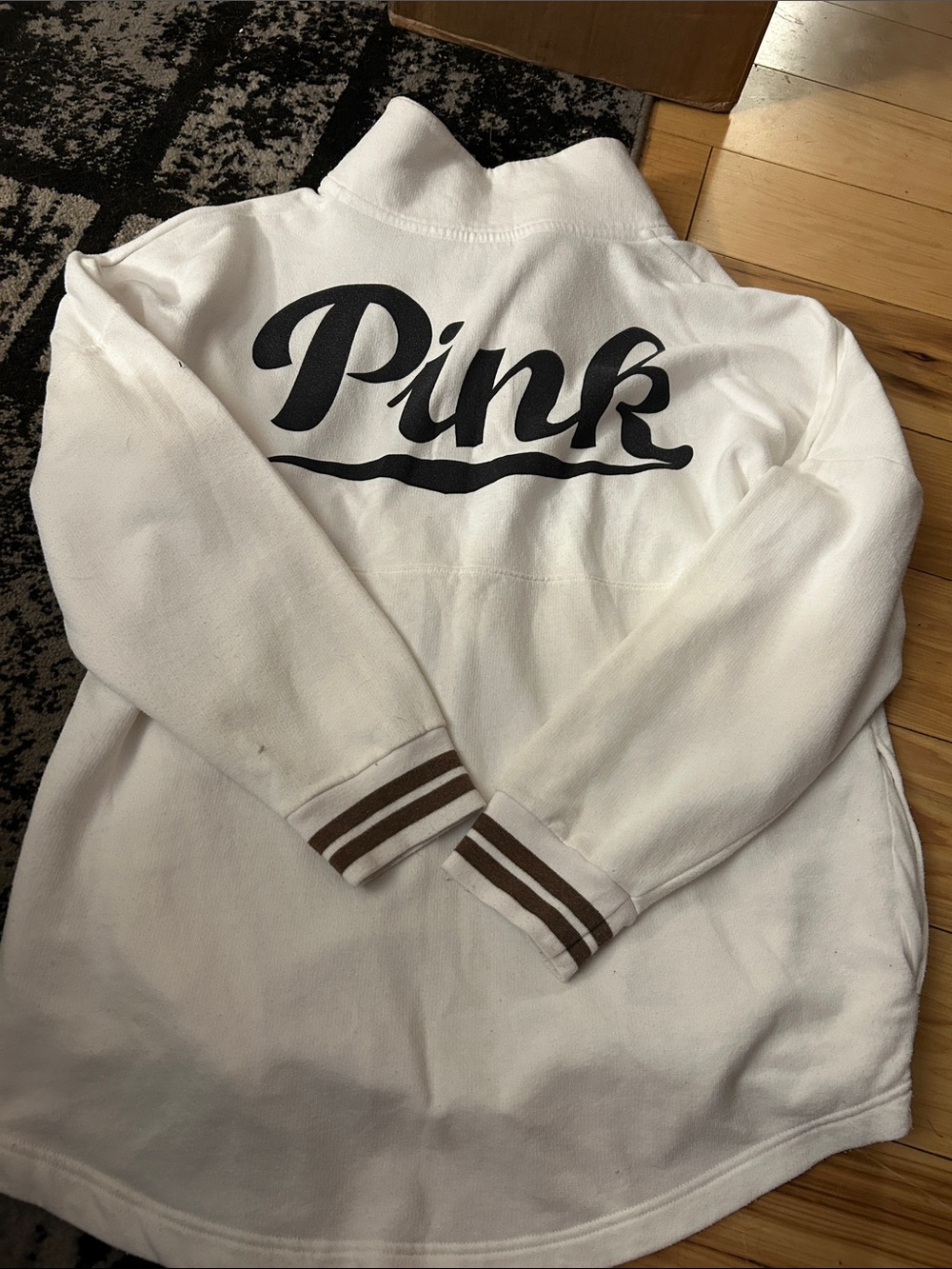 Victoria's Secret PINK Girls' White Logo Pullover Jacket